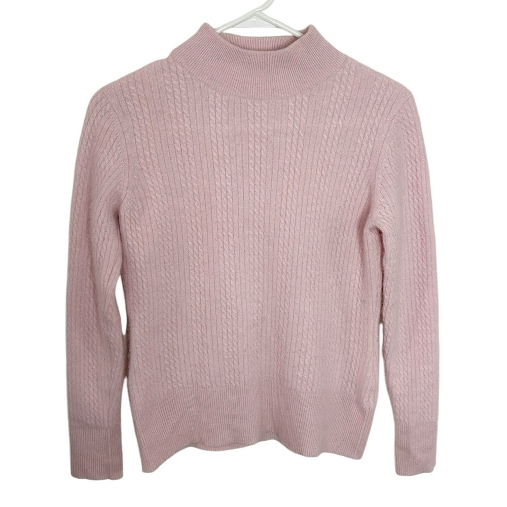 Vintage Investments powder pink cashmere cable knit turtleneck sweater size S